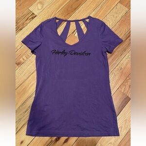 Harley Davidson Purple Cut Out T-Shirt El Paso Texas Women’s Size Large Y2K